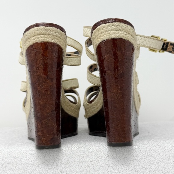 Jessica Simpson Brown and Cream Wedge/ platform wedges / Sandals size 7.5 - Picture 10 of 12
